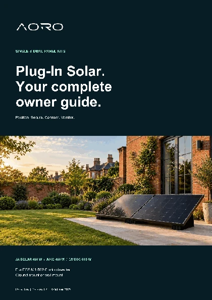 Cover of the AORO Plug-In Solar User Manual for Single and Dual Panel Kits