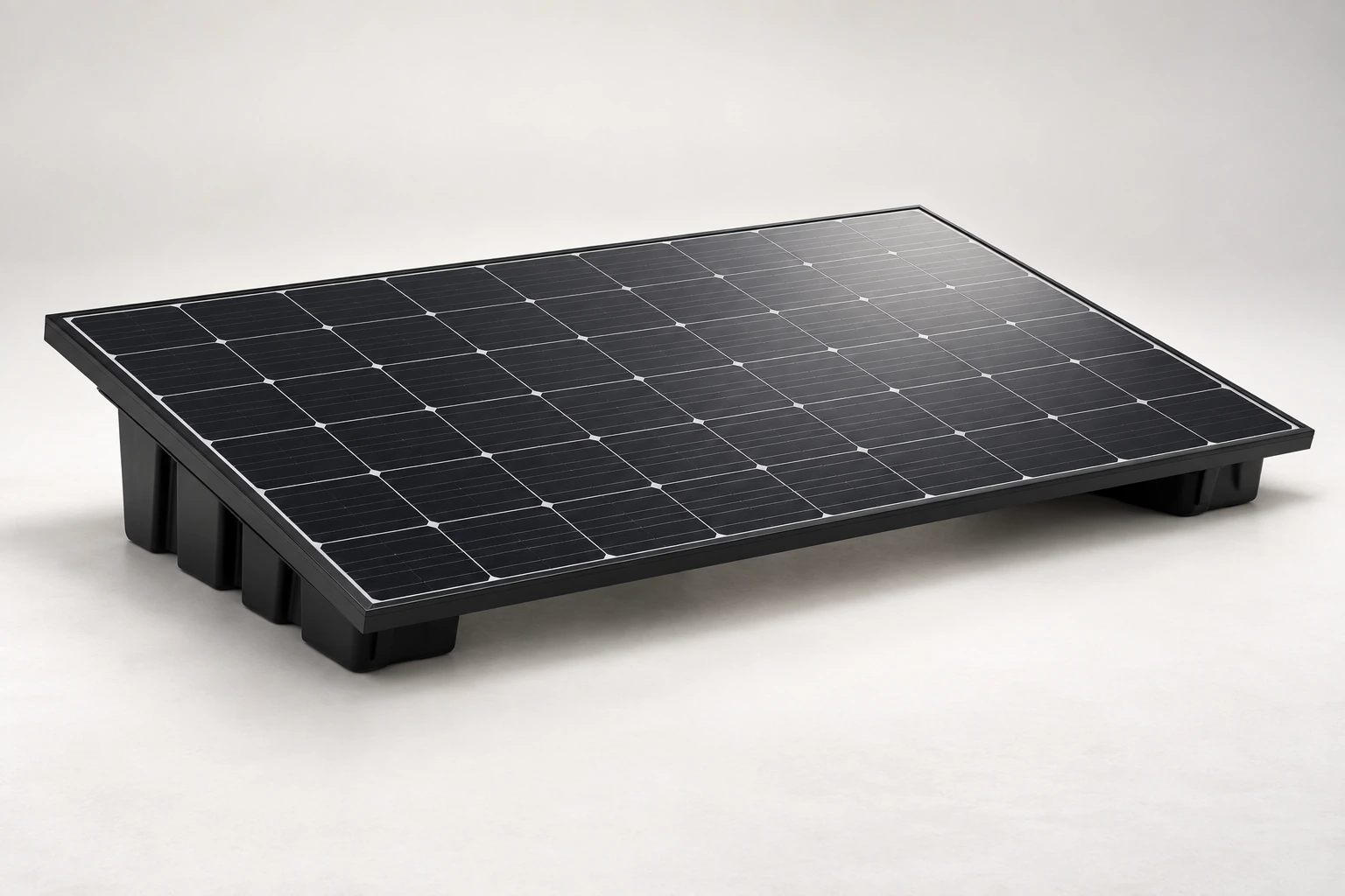 One solar panel on complete low-profile ground supports