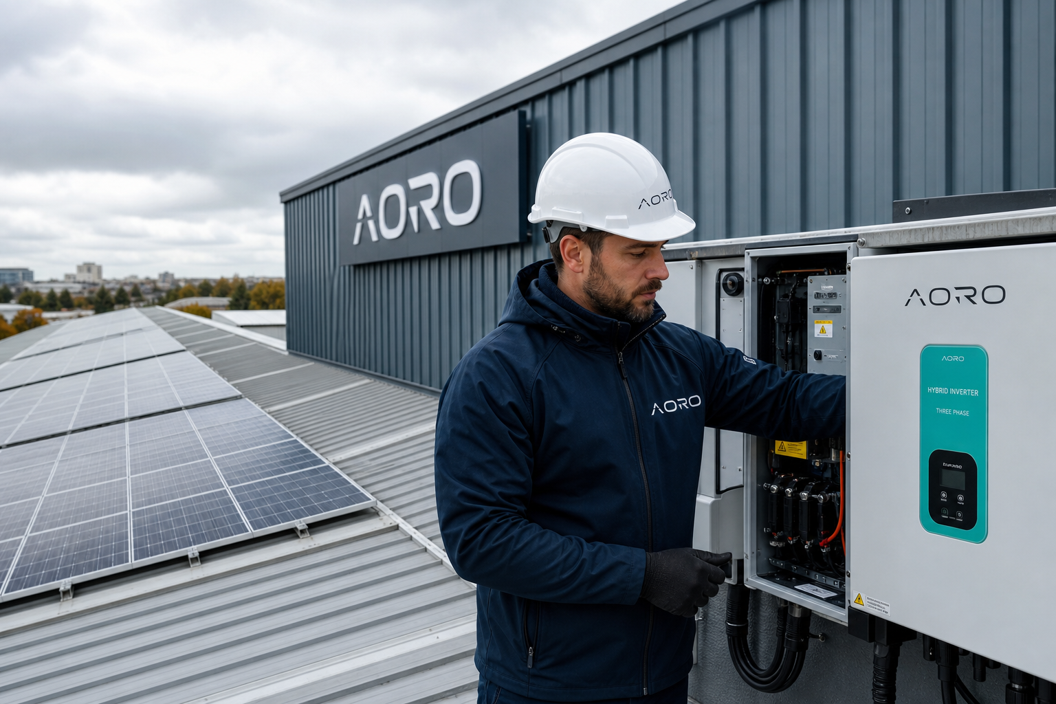 AORO commercial solar installation on a UK industrial roof