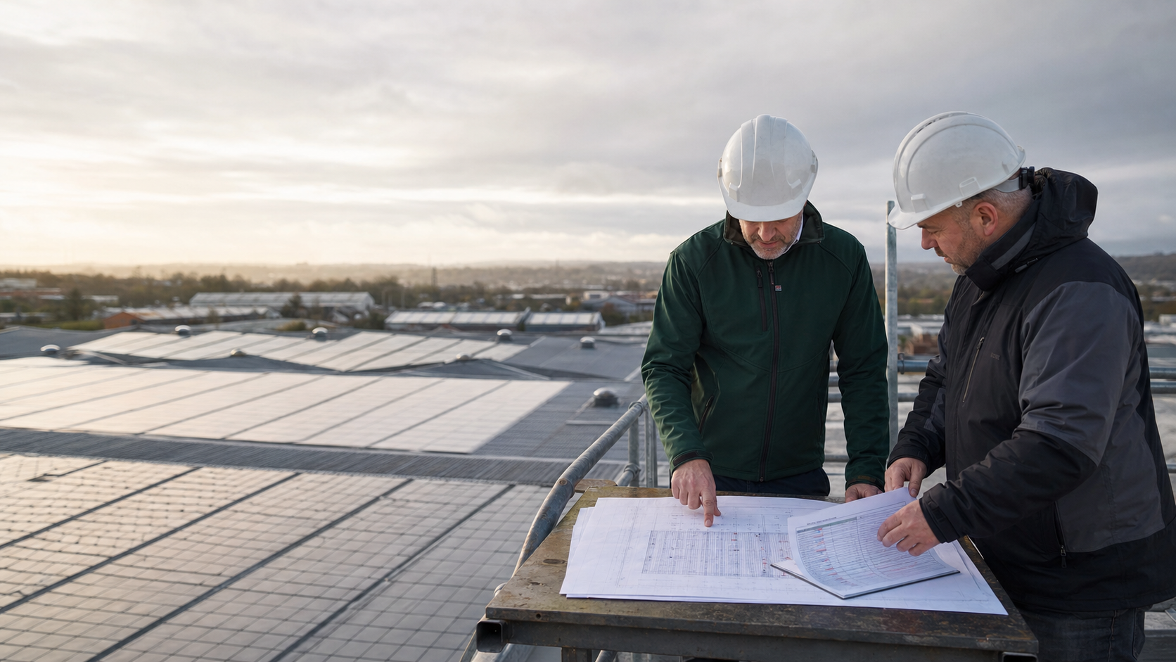AORO specialists reviewing a renewable energy project